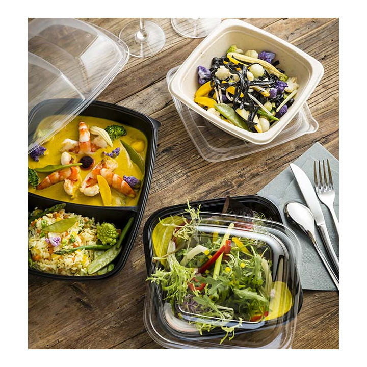 Plastic Deli Container PP Black 600ml 23x16,5cm (75 Units)  