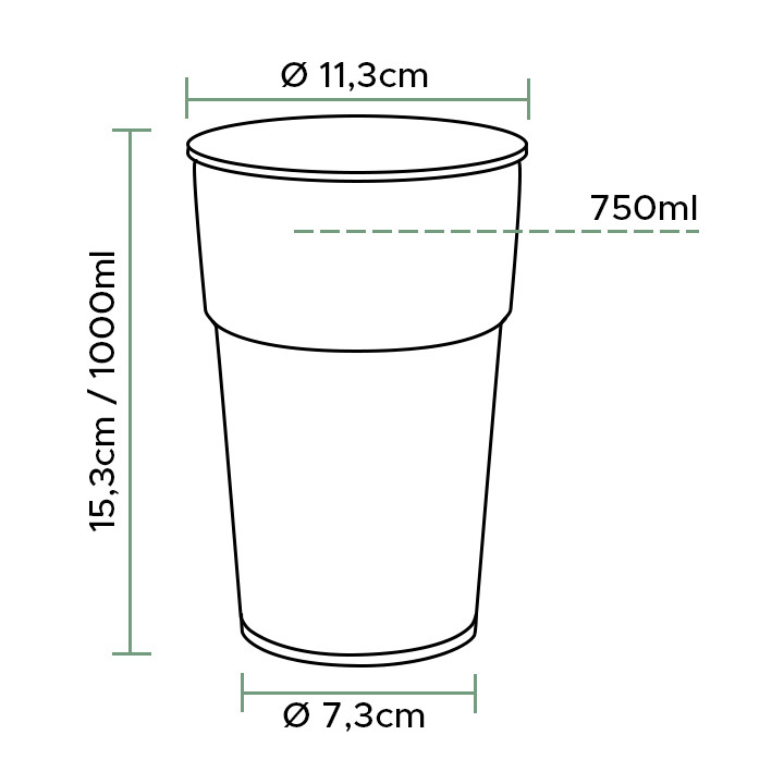 Plastic Cup PP Clear 1000ml/1L (750 Units)