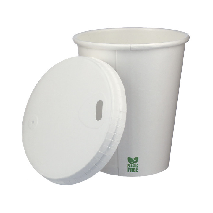 Travel Lid with White Paper Hole Ø8cm (1.000 Units)