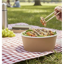 Paper Soup Bowl with Lid Kraft PP 750ml Ø15,0cm (300 Units)
