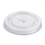 Plastic Lid with Straw Slot PP Crystal Flat Ø7,9cm (50 Units)