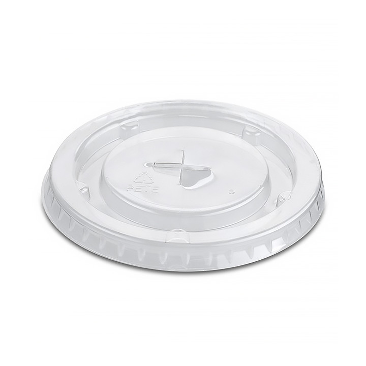 Plastic Lid with Straw Slot PP Crystal Flat Ø7,9cm (50 Units)