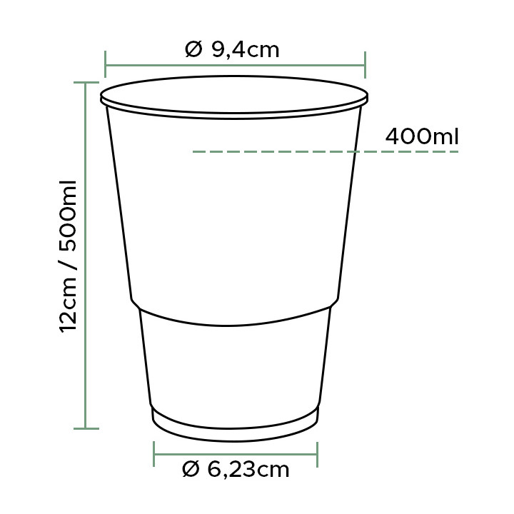 Plastic Cup PP Clear 500ml Ø9,4cm (50 Units) 