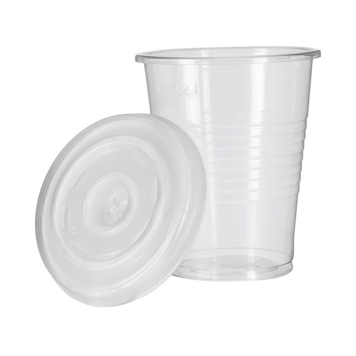 Transparent PP Cup 240ml + Travel Cross Lid PS Ø7,4cm (1.000 Units)