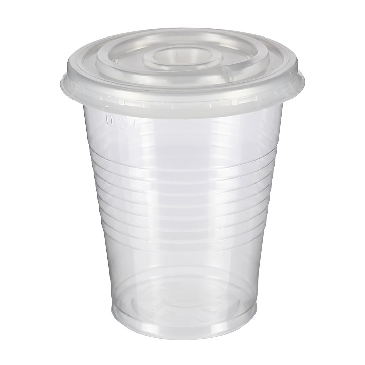 Transparent PP Cup 240ml + Travel Cross Lid PS Ø7,4cm (1.000 Units)