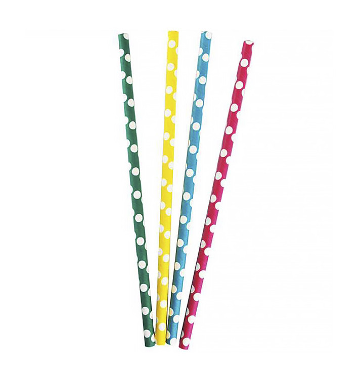 Paper Straw Straight "Points" Assorted Ø0,8cm 24cm (100 Units) 