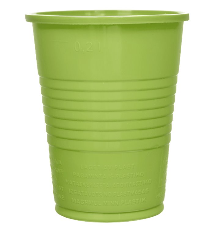 Plastic Cup PS Lime Green 200ml Ø7cm (50 Units) 
