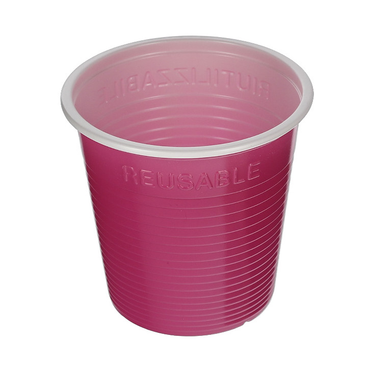 Plastic Shot PS Bicolour Fuchsia 230 ml (30 Units) 