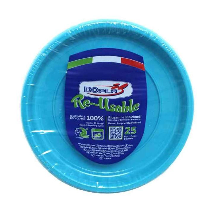 Reusable Plate Deep Economic PS Light Blue Ø20,5cm (25 Units) 