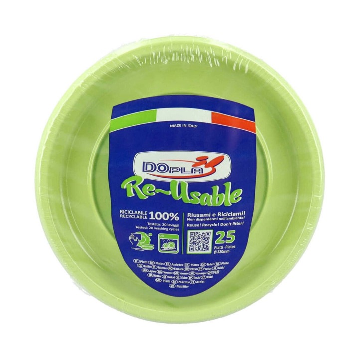 Reusable Plate Deep Economic PS Yellow Green Ø20,5cm (25 Units) 