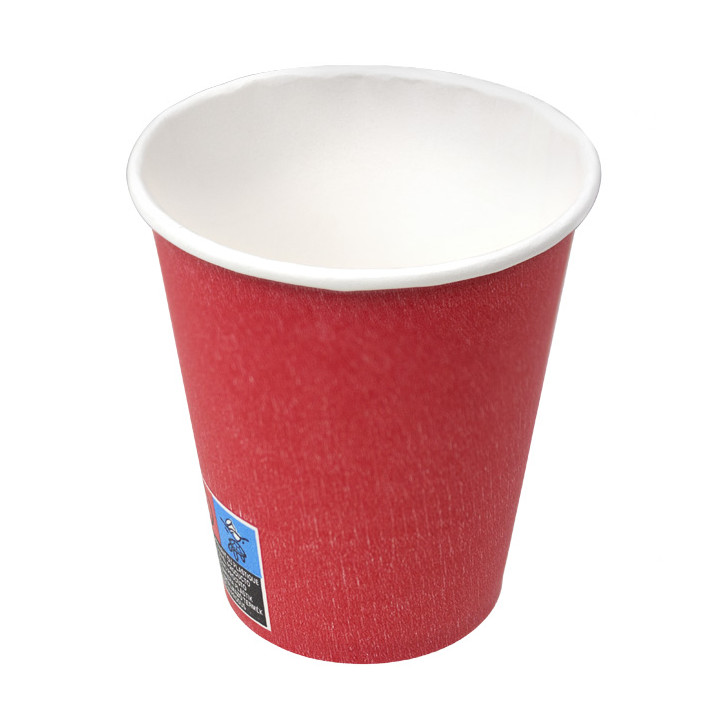 Plastic-Free Paper Cup 9 Oz/250ml "Colors" Red Ø8cm (20 Units)
