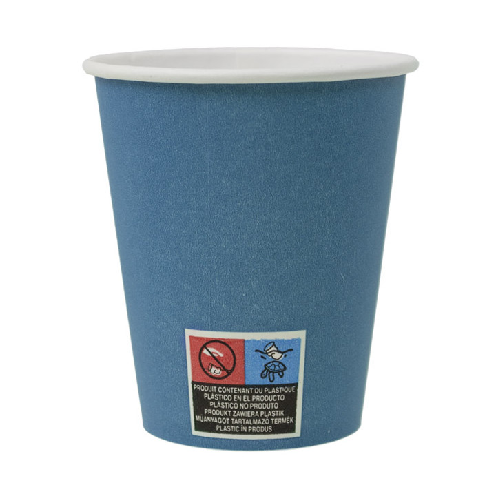 Plastic-Free Paper Cup 9 Oz/250ml "Colors" Blue Ø8cm (20 Units)
