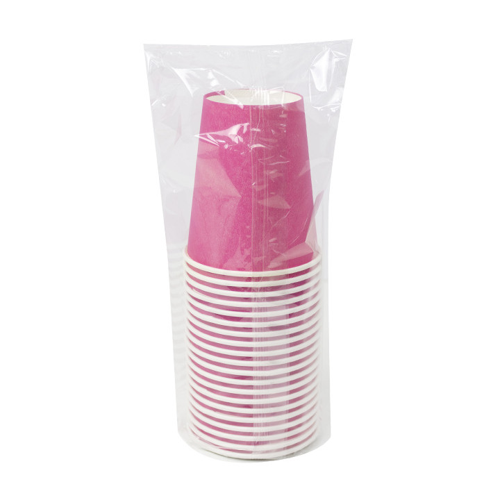 Plastic-Free Paper Cup 9 Oz/250ml "Colors" Pink Ø8cm (300 Units)