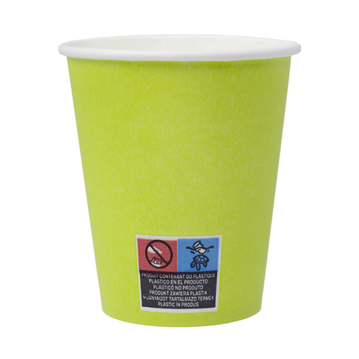 Plastic-Free Paper Cup 9 Oz/250ml "Colors" Green Ø8cm (20 Units)