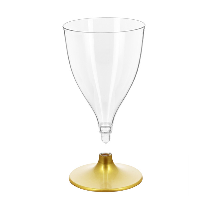 Reusable PS Cup Water/Wine Gold Foot 200ml 2P (6 Units)