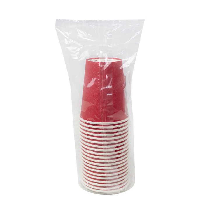 Plastic-Free Paper Cup 9 Oz/250ml "Colors" Red Ø8,0cm (300 Units)