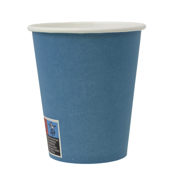 Plastic-Free Paper Cup 9 Oz/250ml "Colors" Blue Ø8,0cm (300 Units)