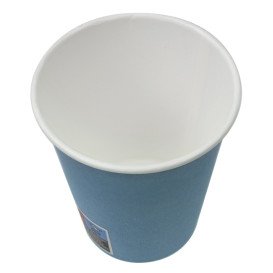 Plastic-Free Paper Cup 9 Oz/250ml "Colors" Blue Ø8,0cm (300 Units)