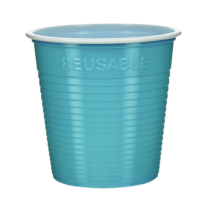 Reusable Economy Shot PS Bicolour Turquoise 230ml (30 Units)
