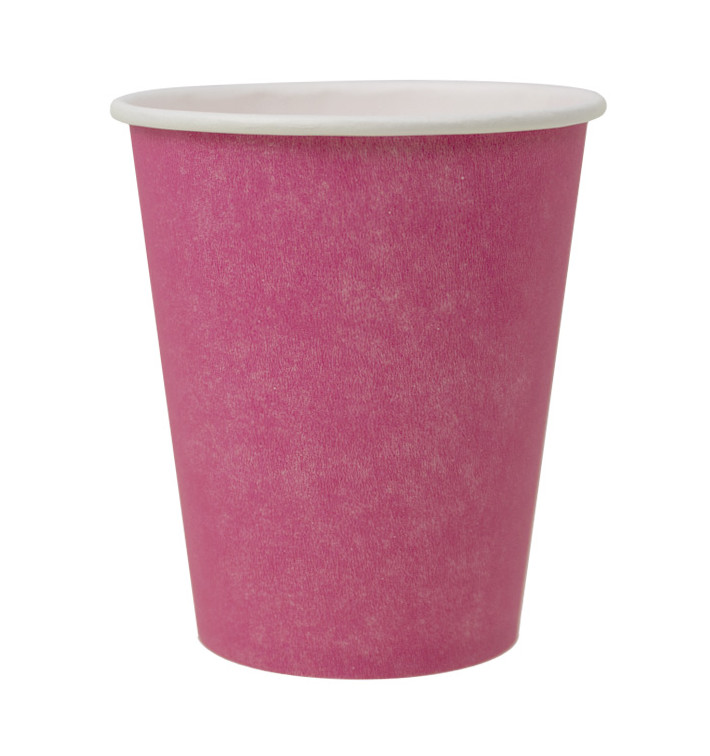 Plastic-Free Paper Cup 9 Oz/250ml "Colors" Pink Ø8,0cm (20 Units)
