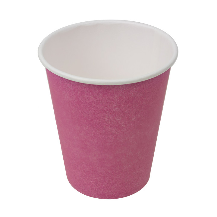 Plastic-Free Paper Cup 9 Oz/250ml "Colors" Pink Ø8,0cm (20 Units)