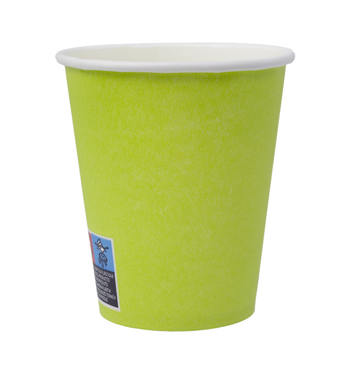 Plastic-Free Paper Cup 9 Oz/250ml "Colors" Green Ø8,0cm (300 Units)