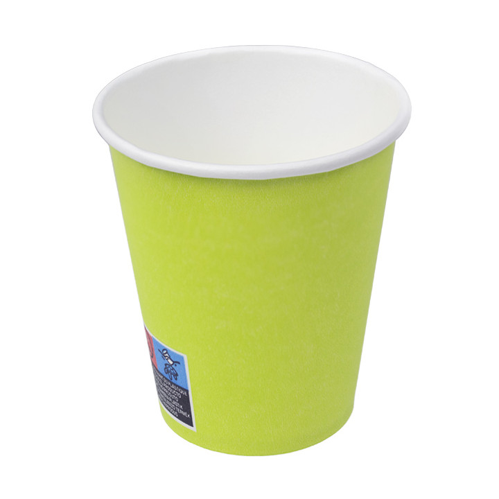 Plastic-Free Paper Cup 9 Oz/250ml "Colors" Green Ø8,0cm (300 Units)