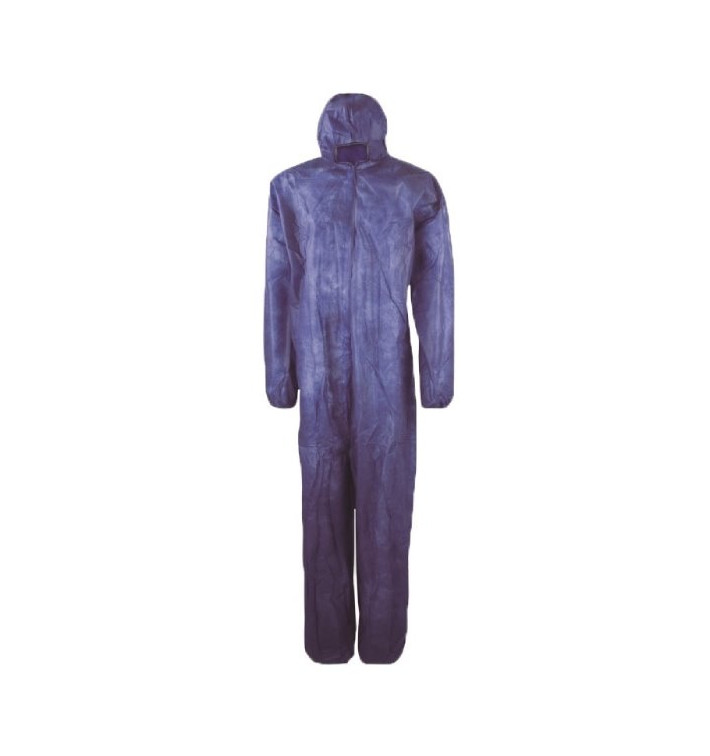 Disposable Plastic Coverall "TST" PP Hood Zipper 35g Size 3XL Blue (1 Unit) 