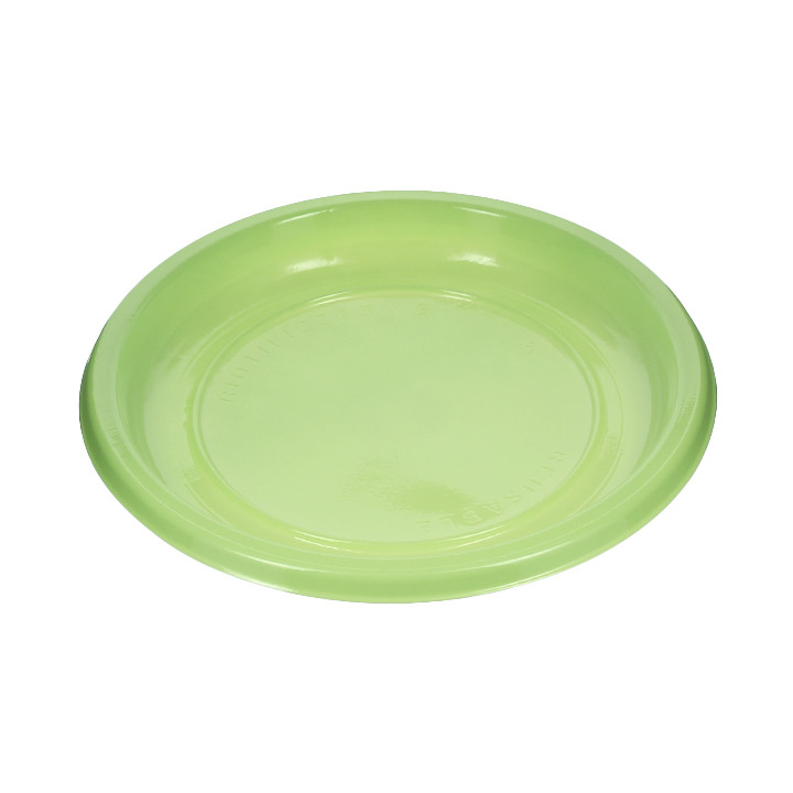 Reusable Plate Flat Economic PS Yellow Green Ø22cm (200 Units)