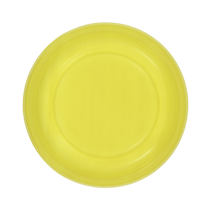 Reusable Plate Flat Economic PS Yellow Ø22cm (200 Units)