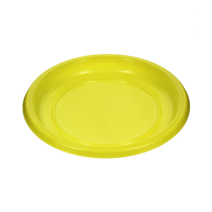 Reusable Plate Flat Economic PS Yellow Ø22cm (200 Units)