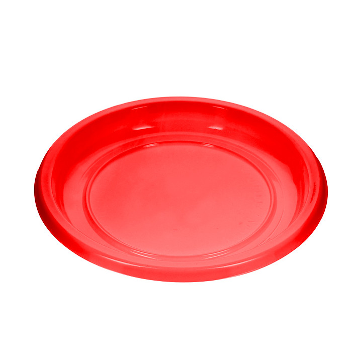 Reusable Plate Flat Economic PS Red Ø17cm (300 Units)