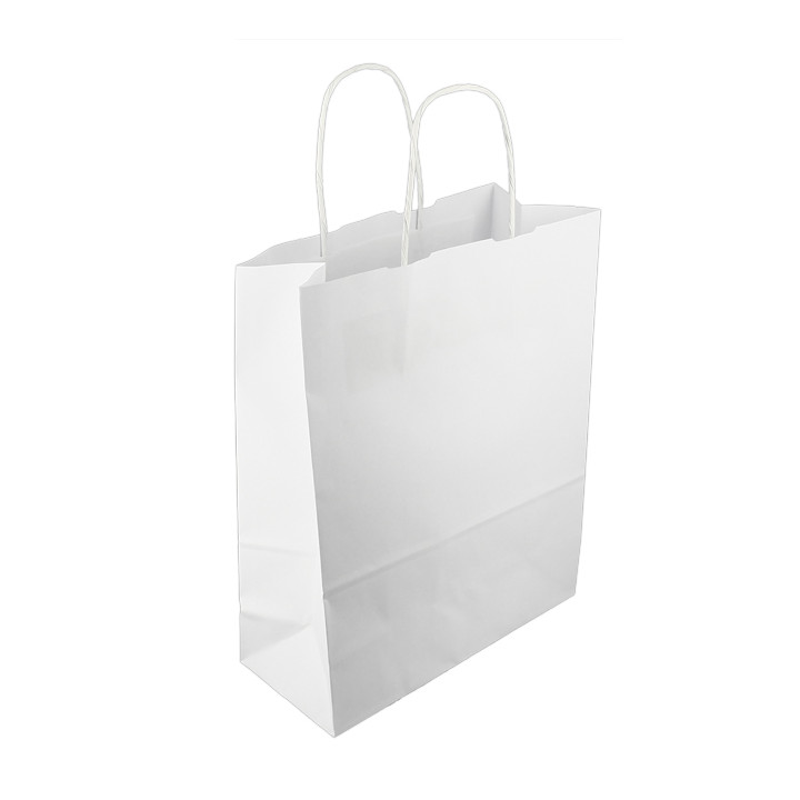Paper Bag with Handles Kraft White 100g/m² 25+11x31cm (25 Units) 