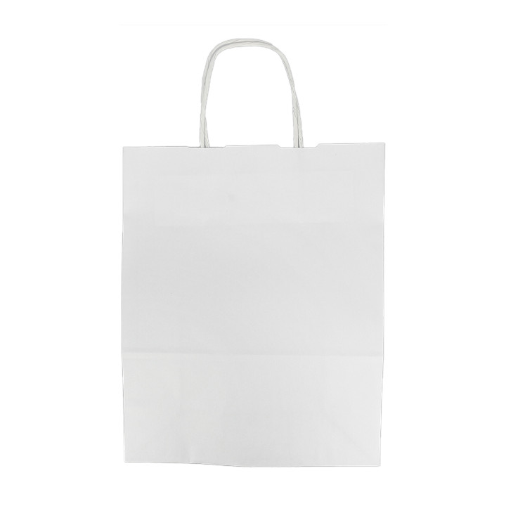 Paper Bag with Handles Kraft White 100g/m² 25+11x31cm (25 Units) 