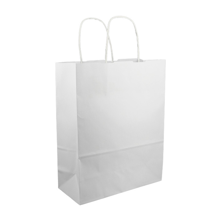Paper Bag with Handles Kraft White 100g/m² 25+11x31cm (25 Units) 