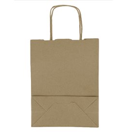 Paper Bag with Handles Kraft 100g/m² 18+8x24cm (25 Units) 