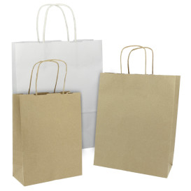 Paper Bag with Handles Kraft Brown 100g/m² 30+18x29cm (200 Units)