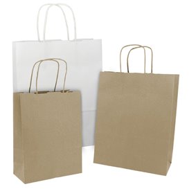 Paper Bag with Handles Kraft 100g/m² 18+8x24cm (450 Units)