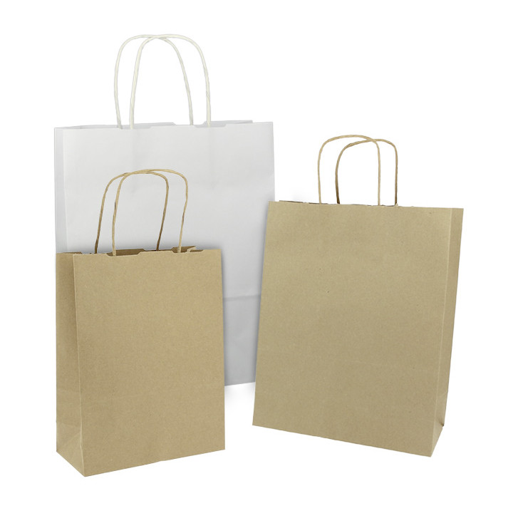 Paper Bag with Handles Kraft White 100g/m² 30+18x29cm (25 Units) 