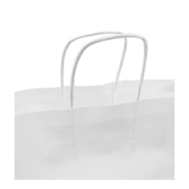 Paper Bag with Handles Kraft White 100g/m² 27+14x26cm (200 Units)