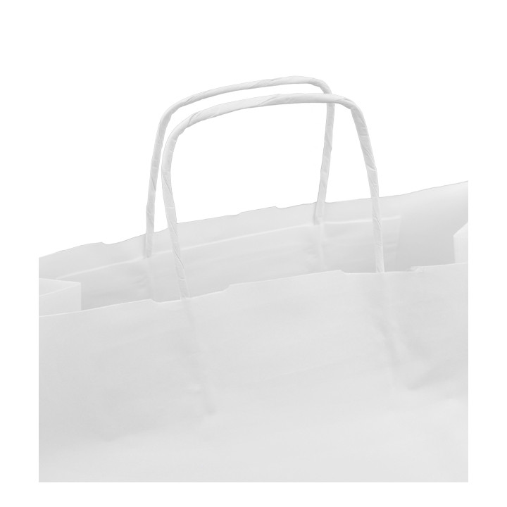 Paper Bag with Handles Kraft White 100g/m² 35+18x34cm (250 Units)