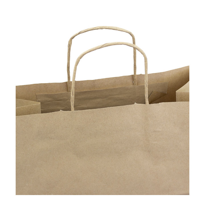 Paper Bag with Handles Kraft Brown 100g/m² 35+18x34cm (25 Units)
