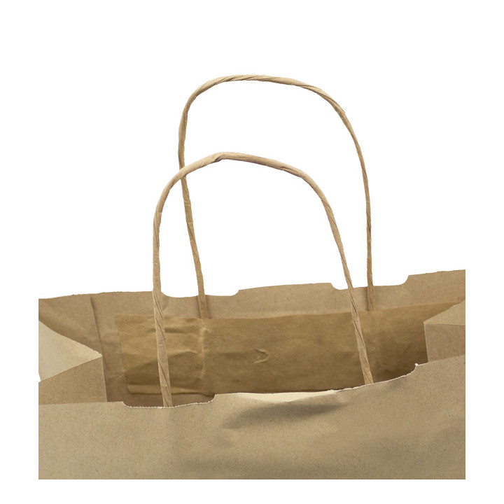 Paper Bag with Handles Kraft Brown 100g/m² 27+14x26cm (250 Units)