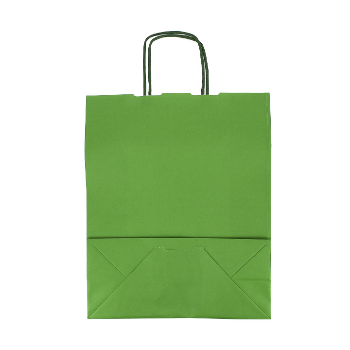 Paper Bag with Handles Green 100g/m² 25+11x31cm (200 Units)