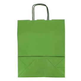 Paper Bag with Handles Green 100g/m² 25+11x31cm (25 Units) 