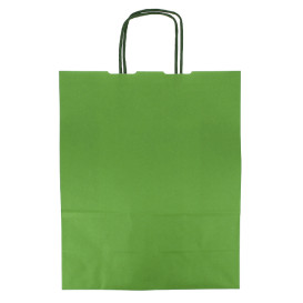 Paper Bag with Handles Green 100g/m² 25+11x31cm (25 Units) 
