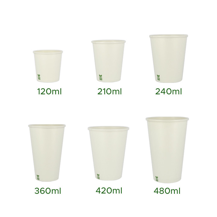 Plastic-Free Paper Cup 8 Oz/240ml White Ø8cm (1.000 Units)