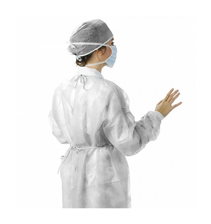 Disposable Lab Coat TST PP Tie Belt Back Closure White XL (100 Units)
