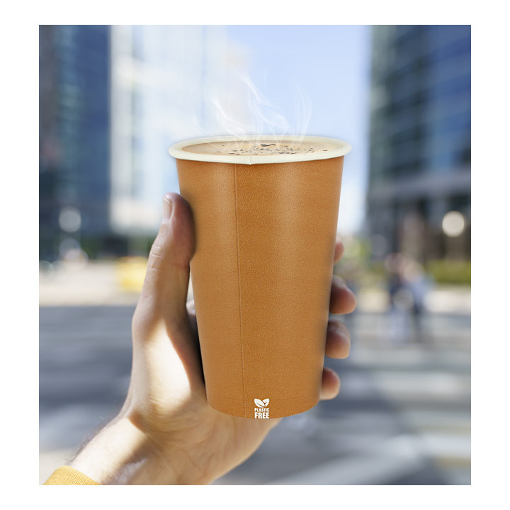 Plastic-Free Paper Cup 14 Oz/420ml "Caramel" Ø9cm (1.000 Units)