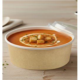 Paper Soup Bowl with Lid Kraft PP 33Oz/1000ml (25 Units)